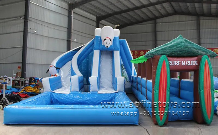 Polar bear series Dual Lane Wet Slide with Slip N Slide